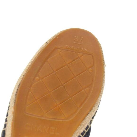 Chanel Stacked Espadrille 37 Embroidered Canvas Quilted Flats CC-0707N-0011 - Picture 11 of 11